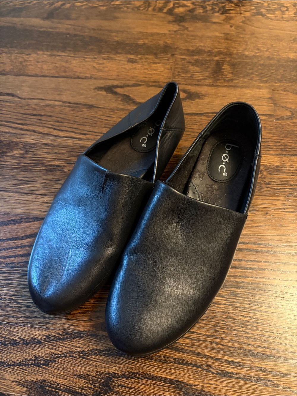 b.o.c. Black Leather Slip-On Loafers for Men